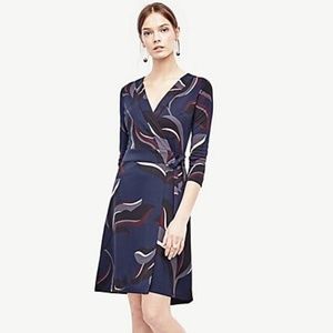 Ann Taylor Navy Wrap Dress |  Size 8